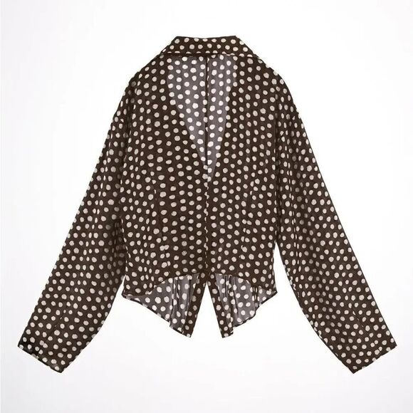 ZARA SATIN SHIRT WITH POLKA DOTS - Picture 7 of 8